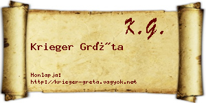 Krieger Gréta névjegykártya